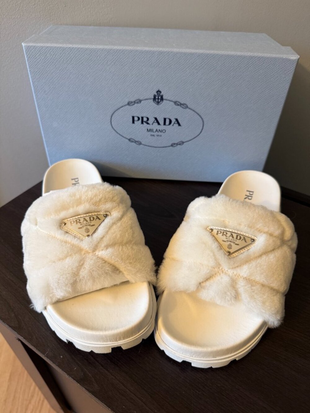 Prada Quilted Shearling Platform Slides - EU39 & US9 - Picture 2 of 6